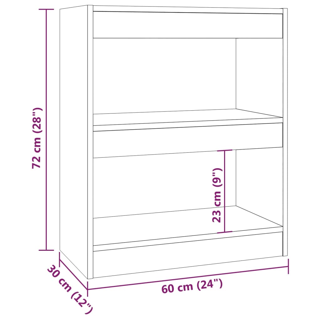 Bookshelf Room Divider Concrete Grey 60x30x72 Cm