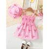 0-3 Years Old Girl Fashion Princess Two-piece Summer Children's Cute Butterfly-printed Dress And Hat