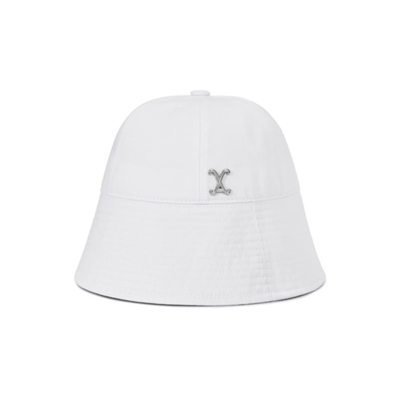 VARZAR VA Curved Stud Round Drop Bucket Hat White
