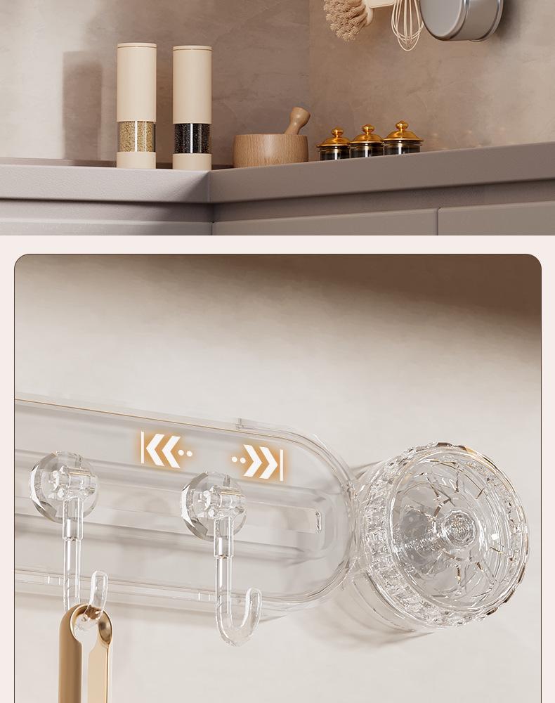 Wall-Mounted Kitchen Organizer: No-Punch Hooks, Spoon & Spatula Rack, Knife Holder Shelf