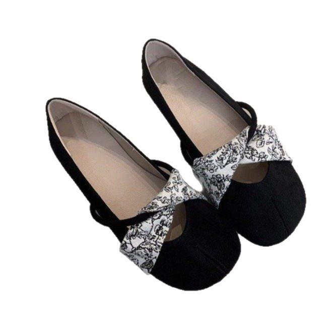 Soft Leather Version~ Retro Round Head Ballet Single Shoes Women's Shallow Mouth Flat Shoes Gentle Evening New Chinese Mary Jane Shoes