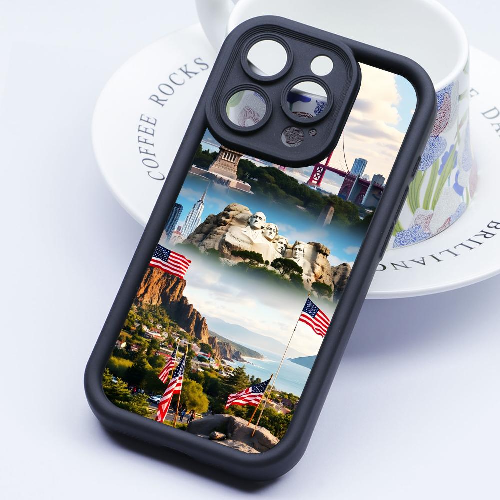 USA America Flag Thicken TPU Mobile Phone Case for iPhone 17 16 15 14 13 12 11 Air Pro Max Plus Colorful Cover