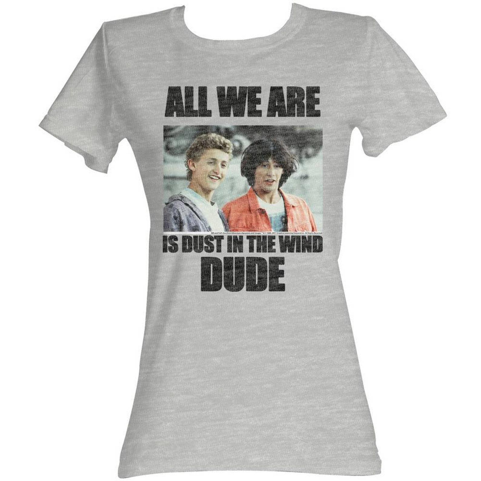 Bill and Ted Dust In The Wind Gray Heather Junior Women s T-Shirt M