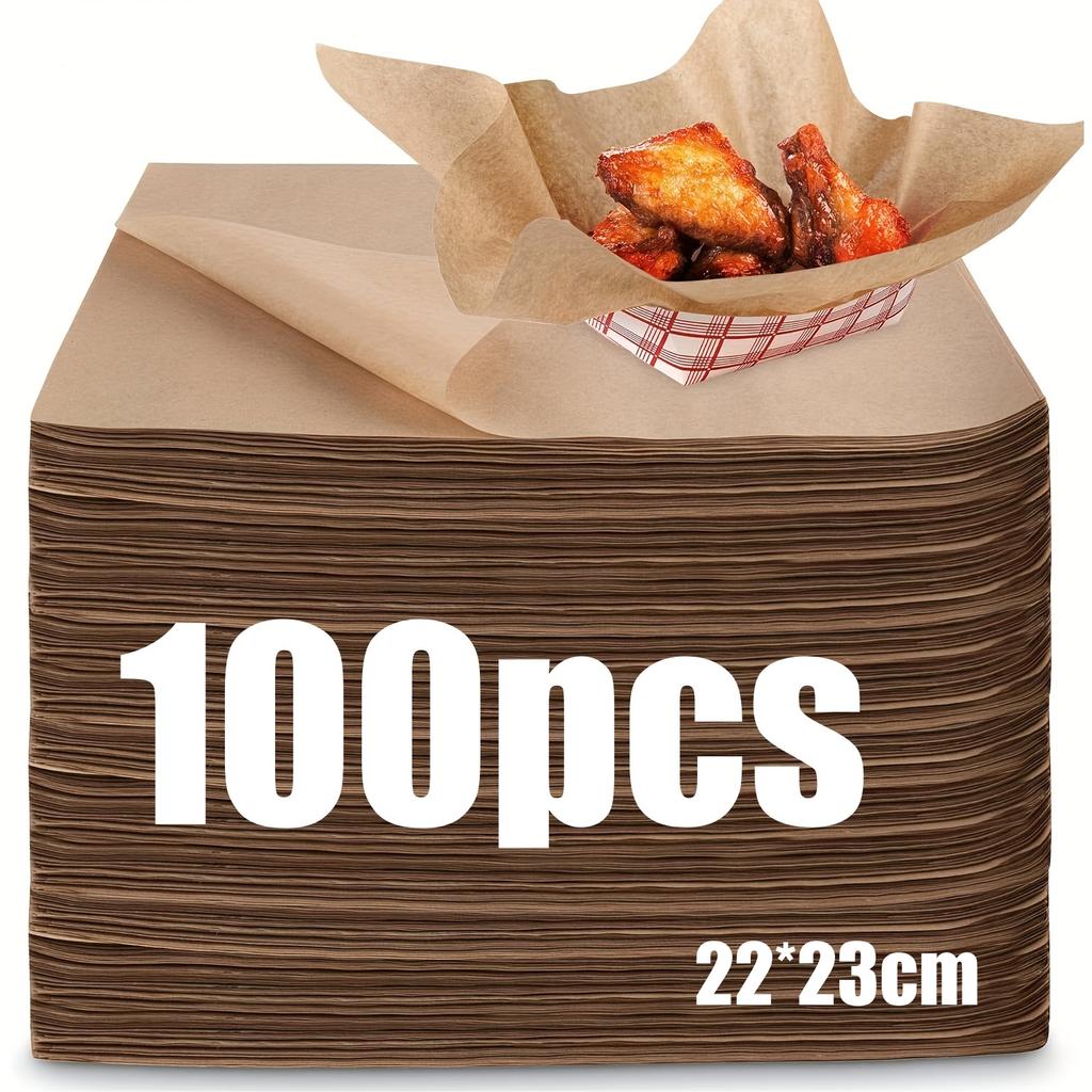 100pcs Wax Paper Sheets Non-Stick Grease Proof Sandwich Paper Food Wrapping Paper For Carnival Party BBQ Packaging Kitchen Stuff