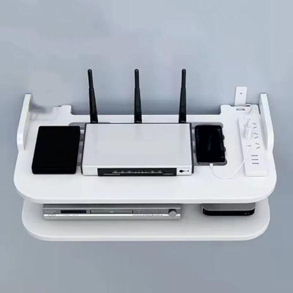 Strong Load-Bearing 2 Layer Wall Shelf Plastic Router Placement Rack  Cable Management