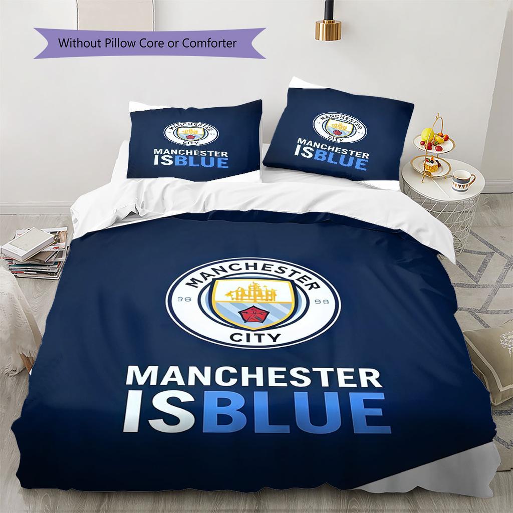 Cool MCFC Prints Bedding Quilt Set Quilt Cover Pillowcase Home Decoration Birthday Gift (1 * Duvet Cover + 2 * Pillowcase, Without Core)