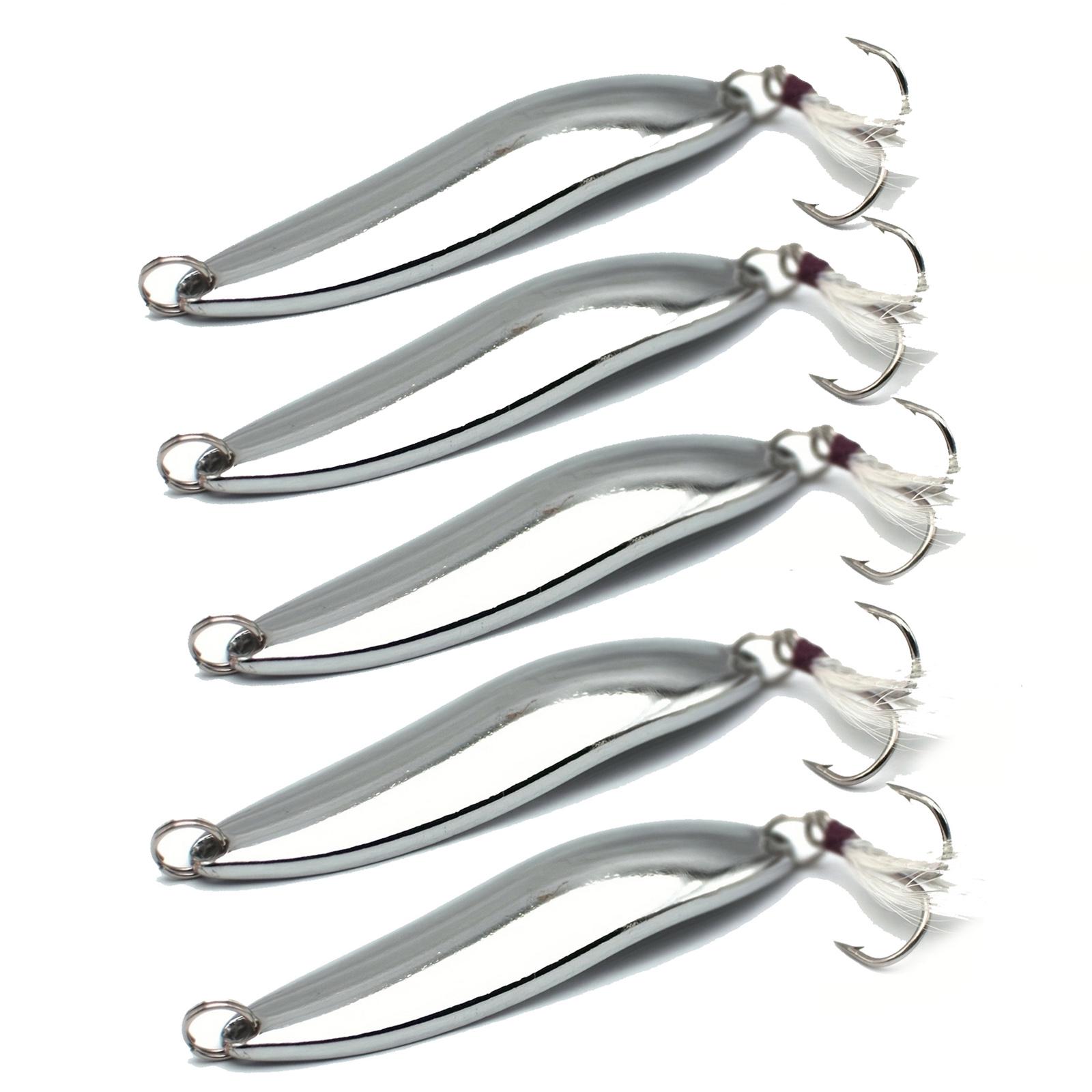 

5pcs Hard Fishing Spinner Lures 5g 13g Kit with Feathered Treble Hooks for Bass Pike Saltwater Freshwater Bright Flash Vibration 260319 5g серебряный