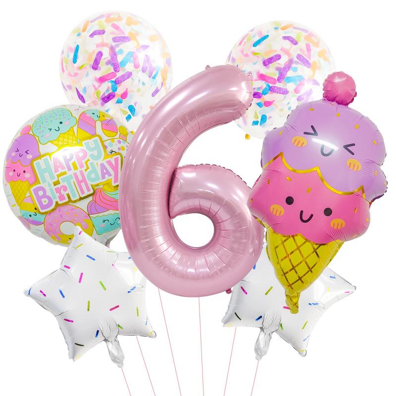 Candy Series Ice Cream Children'S Birthday Party Photo Arrangement Digital Aluminum Film Balloon Set