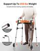 Folding Walker, 2-Button Foldable Walker with Solid Wheels & 8-Level Adjustable Height, 159KG Loading Lightweight Aluminum Mobility Walking Aid,