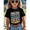 European Sizes Kids' Print Black T-Shirt | Crew Neck, Casual Tee, Alphabet Pattern, Suitable Summer