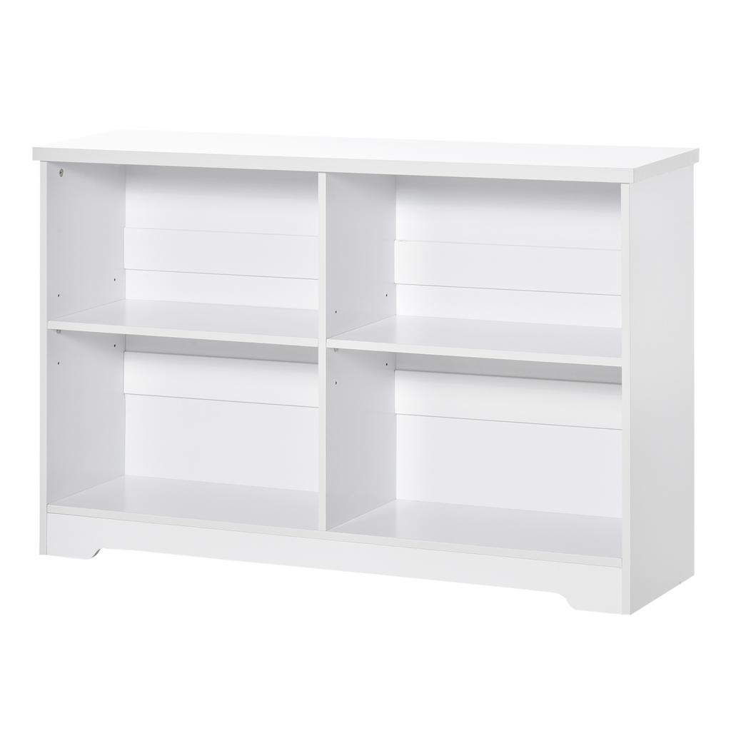 Wooden Cube Bookcase, 2 Tier Open Storage Shelving Unit with 4 Compartments, Freestanding Display Bookshelf for Home Office Living Room Furniture