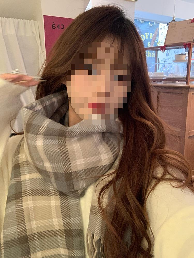 2025 Korean Style Women s Plaid Scarf - Versatile, Warm Winter Neck Warmer and Shawl