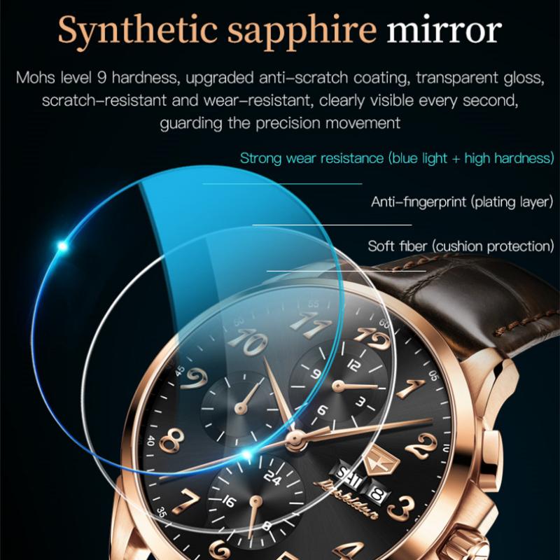 JINSHIDUN Neue Business- und Freizeit-Herrenuhr Multifunktionale Duale Kalenderanzeige Vollautomatische Mechanische High-End-Herrenuhr