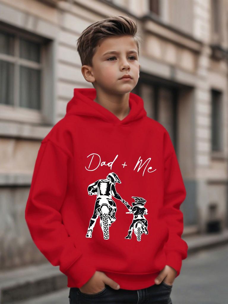 Sport Kinder Kapuzenpullover Sweatshirt Papa + Ich Motocross Vater Kind Fahrer Aufdruck Langarm Kinder Oberteile Lässiges Outfit Für Herbst TäglichOutdoorKleidungNeu