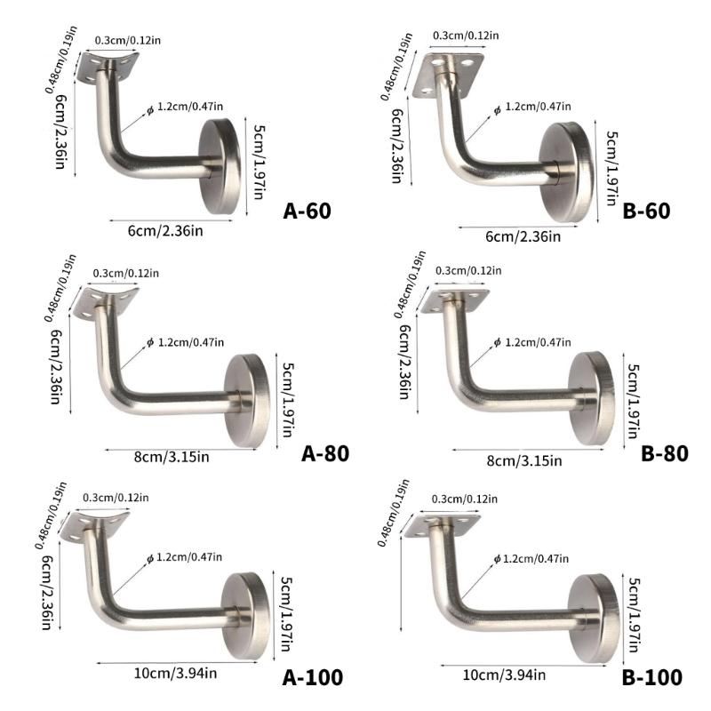 6Pcs Stainless Steel L Shaped Stair Handrail Brackets Wall Support Handrail Bracket for Modern Home And Commercial Use
