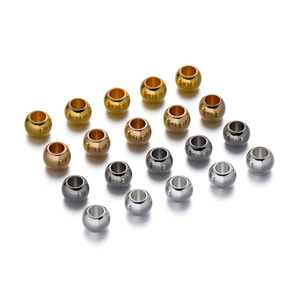 10pcs 4 5 6mm 14K 18K Gold Plated Brass Round Bead Big Hole Spacer Beads For Jewelry Making DIY Bracelet Necklace Accessories