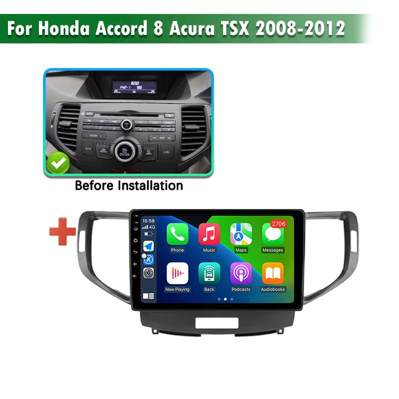 Android 15 5G WIFI Carplay For Honda Accord 8 Acura TSX 2008 - 2012 Car radio Multimedia Video player  GPS Navigation DSP 8 Core