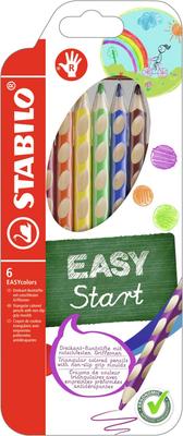 STABILO Easy Color Watercolor Pencils, Right-Handed, 6 Colors, 332-6