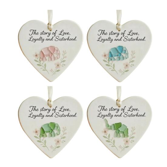 Elephant Friendship Heart Ornament Acrylic Heart-Shaped Sea Glass Friendship Decor Sea Glass Art Christmas Ornaments Gifts for Best Friends