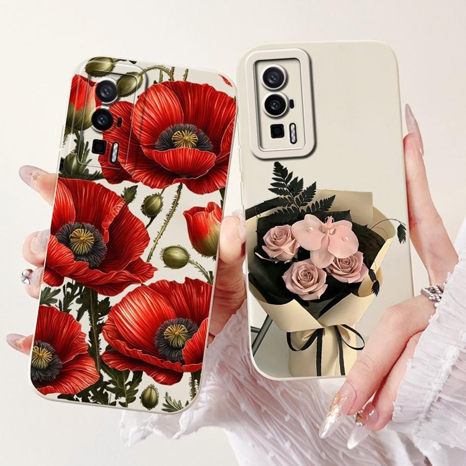 For Xiaomi Poco F5 Pro Case Luxury Marble Flower Girls Soft Candy Silicone Lens Protective Cover For Xiaomi Poco F5 F5Pro Fundas
