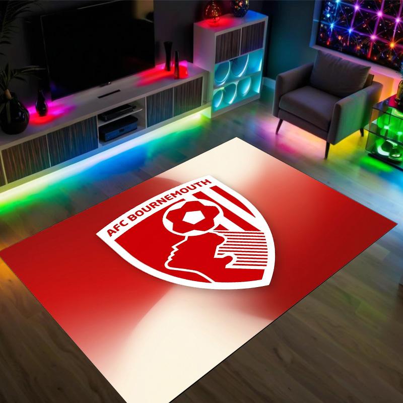 Bournemouth Football Design Crystal Velvet Carpet Cozy Non?Slip Printed Rug For Bedroom Living Room Entrance