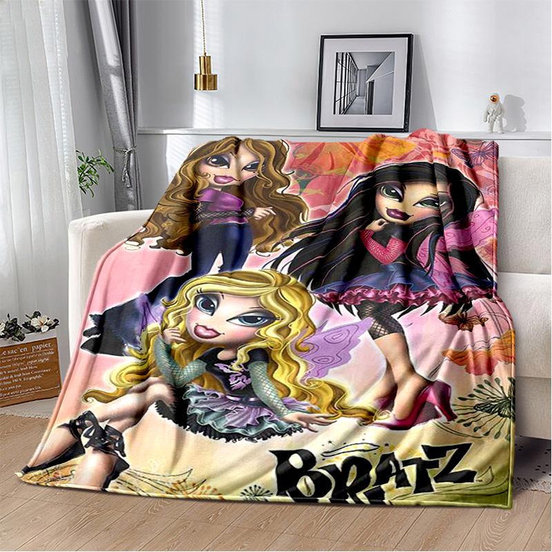 Bratz Cartoon 3D Printed Girls Blanket,Flannel Soft Throw Blanket for Home Bedroom Bed Sofa Picnic Office Hiking Cover Kids Gift
