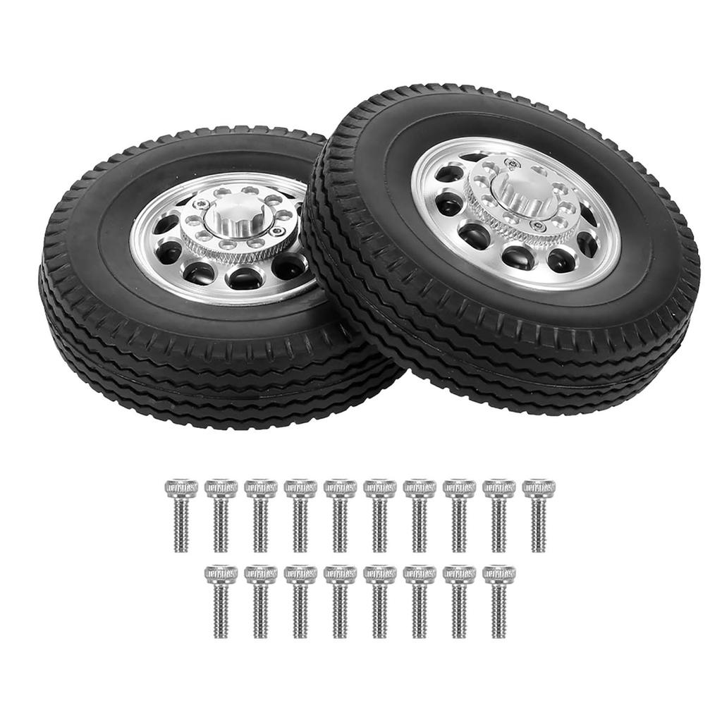 2pcs Trailer Front Wheels with 10 Spokes Aluminum Alloy Hubs for 1 14 Tamiya Tractor Truck RC Climber Trailer