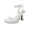 2025 Spring and Summer Thick Heel with High Heels Design Sense Niche Pink Sexy Waterproof Table Square Head Sandals Women