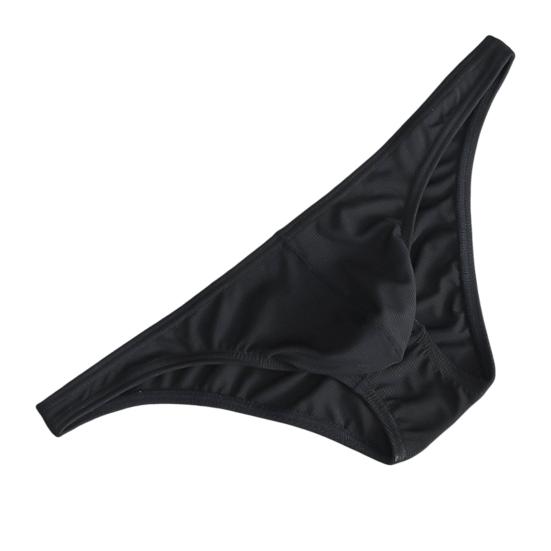Men Briefs Ice Silk Thin Stripe Solid Color U Convex Inside Wearing Sexy Quick Dry Thong Panties Underpants for Sleeping