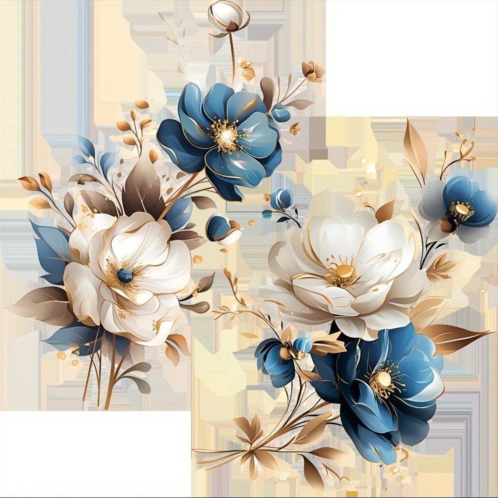 Gold Butterfly Blue Flower PVC Wall Sticker for Bedroom Decor Aesthetic Living Room Decoration Wall Stickers Home Accessories