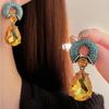 Retro Personalized Circle Water Drop Pendant with Zircon Imitation Zircon Multi Color Metal Women's Earrings