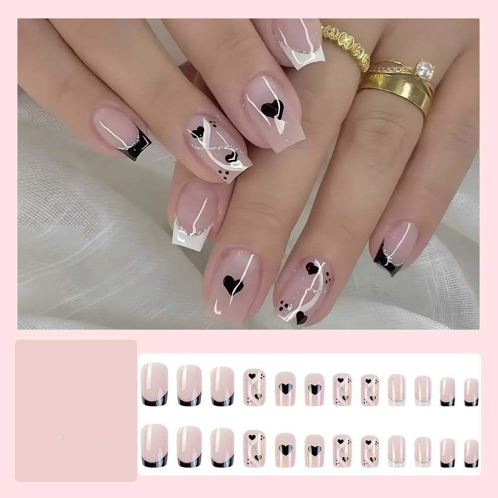 

Full Cover Nail Art Tips Love Heart False Nails Press on Nails Love Heart Fake Nails Manicurist