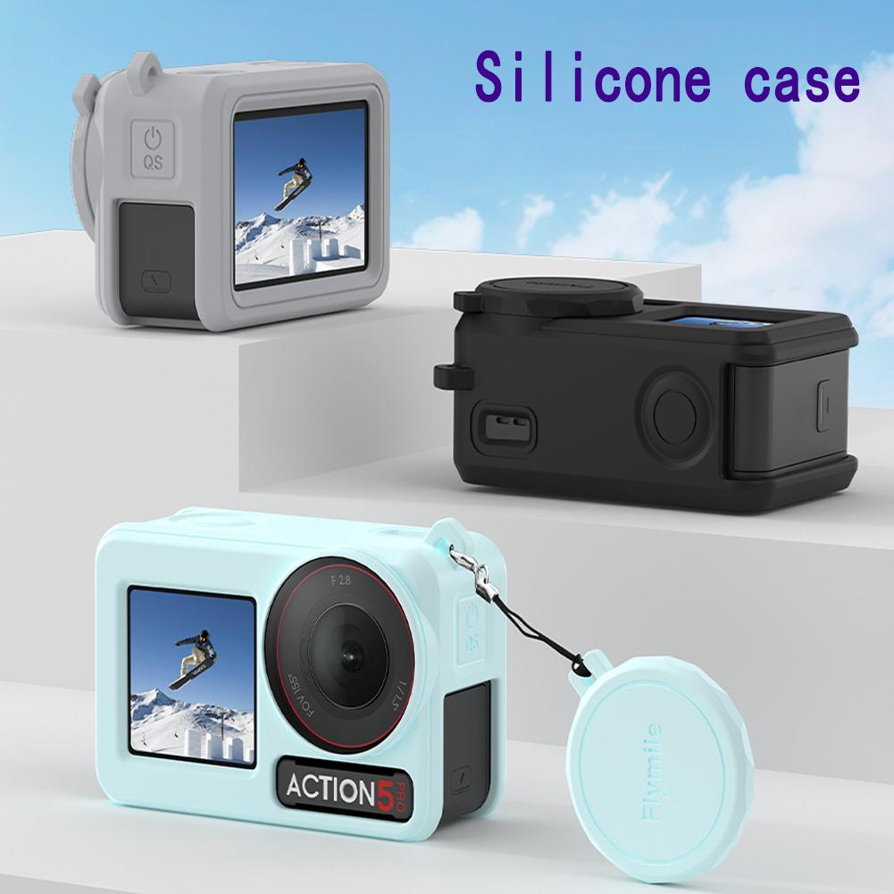 Pro DJI Osmo Action 5 Pro Silikonové ochranné pouzdro a chrániče obrazovky a Krytka Len pro příslušenství DJI Action 3 4 5 Pro