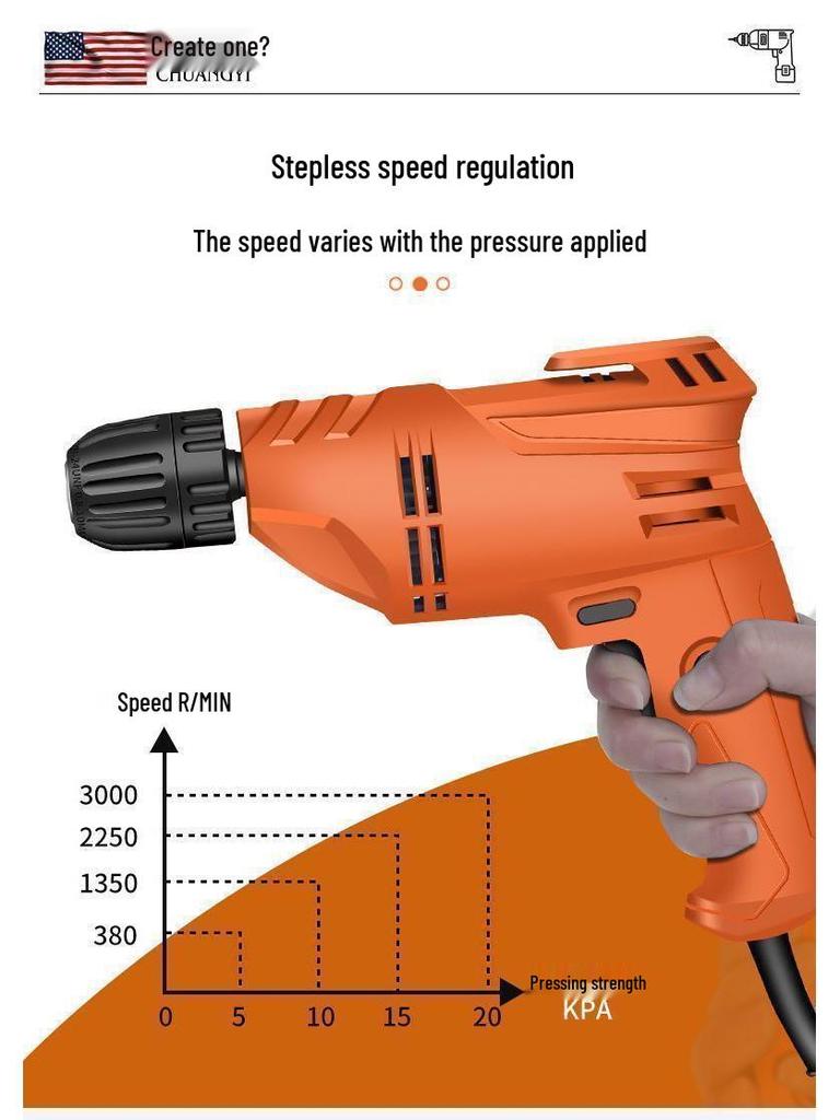 High-Power Handheld Electric Drill and Screwdriver - 220V