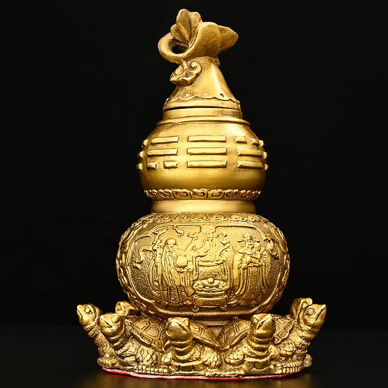 Pure Copper Nine- Ornament, Openable Tianyi , Home Office Desktop Decoration, Eight Treasures Turtle Gourd