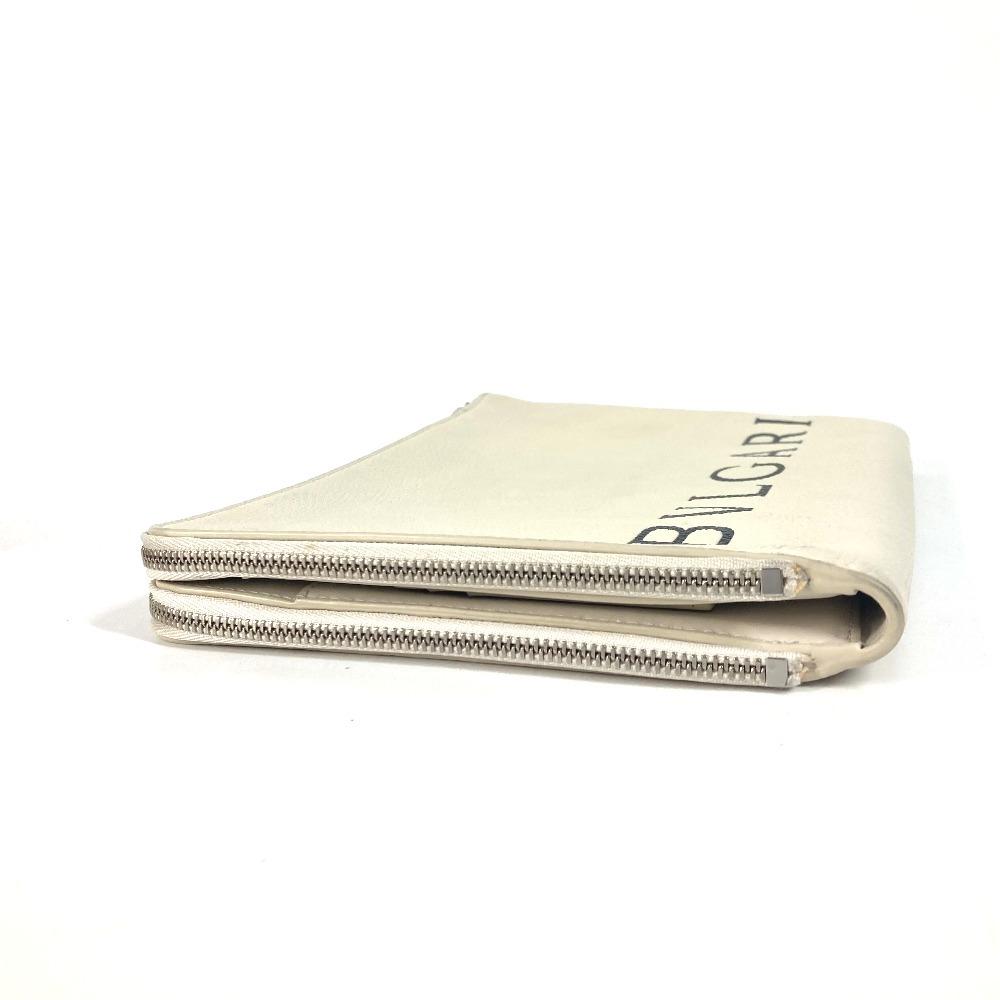 Bvlgari Fragment Logo Double Zipper Pouch Bag Clutch Bag Leather White/Black