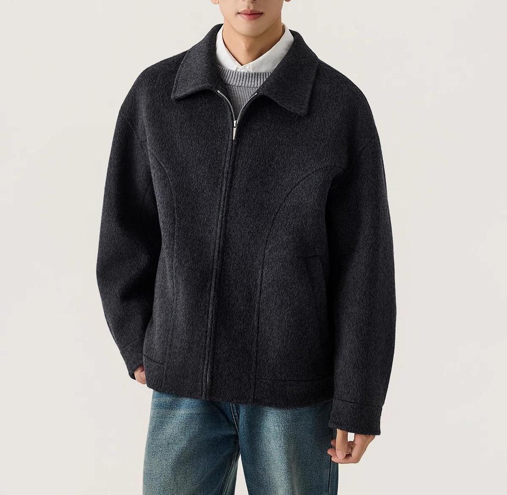 Italian Vintage Style Men's Double-Faced Wool Lapel Coat