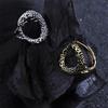 Unique Vintage Heavy-Textured Circular Arabesque Hollow Ring for Women, Fashionable Distressed Versatile High-End Index Finger Ring Trend
