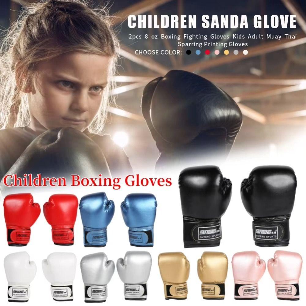 2pcs PU Leather Kids Boxing Gloves Professional Kickboxing Thai Gloves Trendy MMA Fighting Gloves
