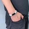 Fashion Men Bracelet Bangles White Braided Leather Trendy Steel Clasp Male Female Jewelry Gift
