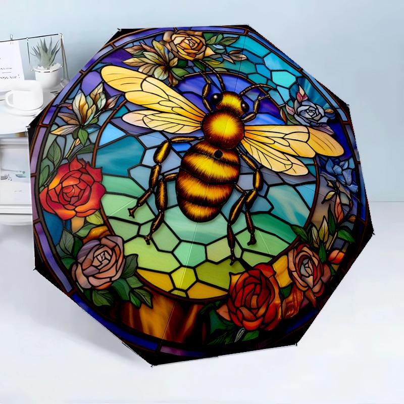 Bee Yin Yang Harmony 8-Frame for Travel, camping, Casual Lightweight Portable Umbrella, Essential for every family Holidays Birthday Gift