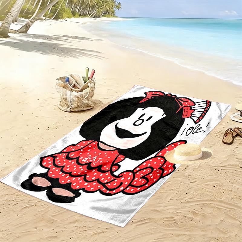 Mafalda Print Beach Towel, Large Soft Quick Dry Towel for Beach Camping Swimming