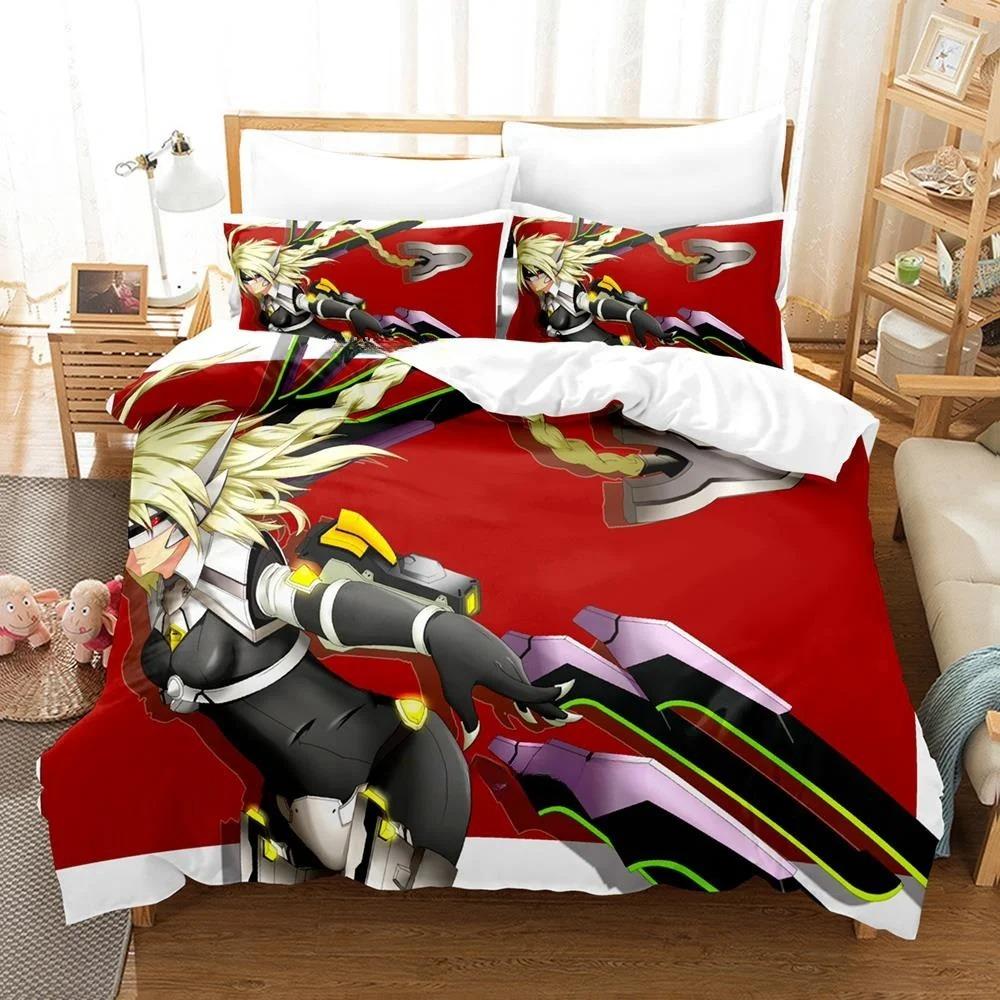 New Fashion 3D Printed Anime Game Blazblue Bedding Set Cartoons three-piece Set Adult Kid Bedroom Duvet Cover Sets Home Textiles
