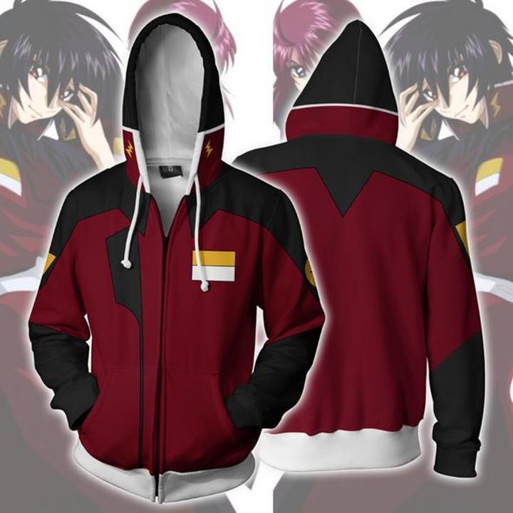 3D Printed Anime Hoodie with Mobile Suit Design - Japanese Anime Zipper Jacket