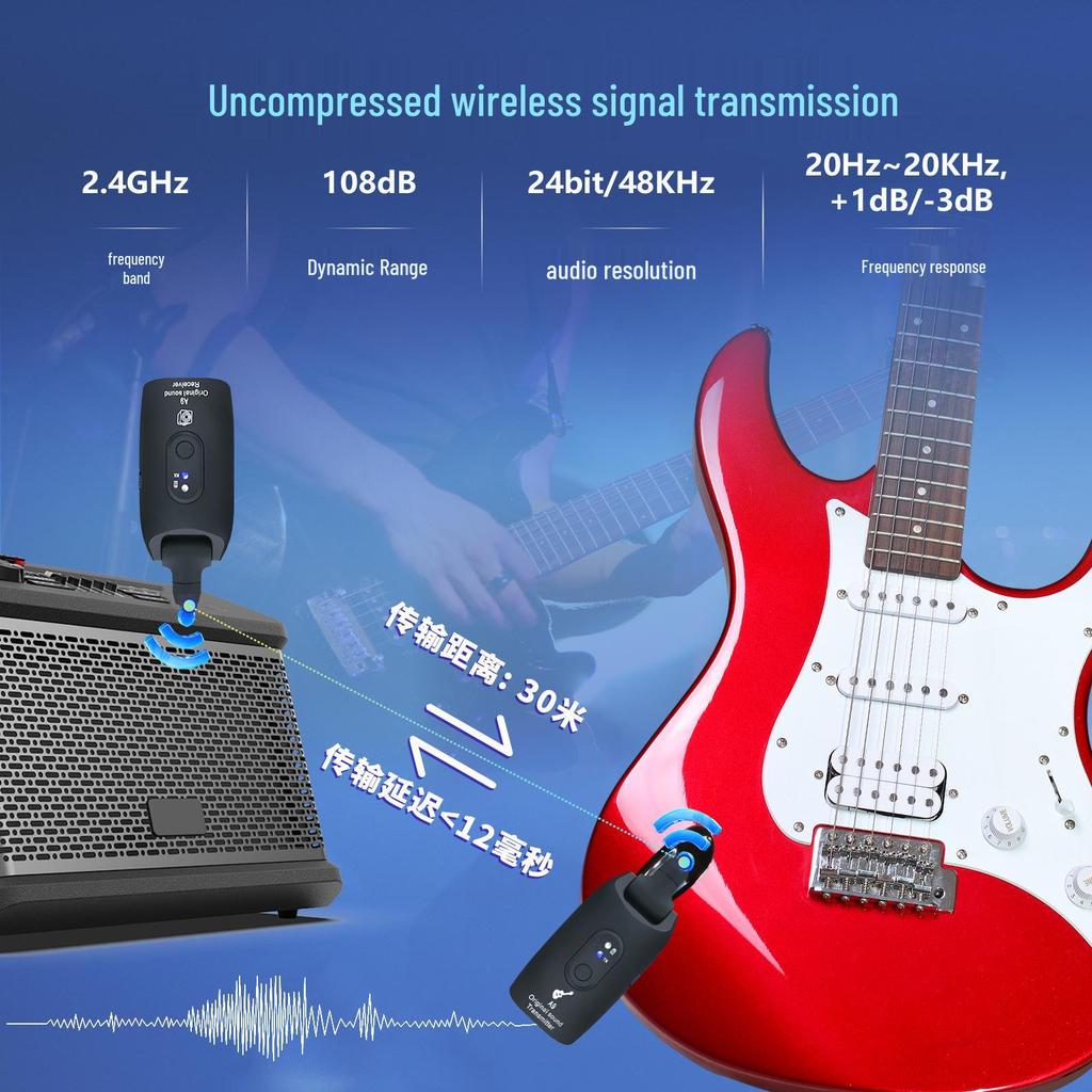 Kruiser A9 Wireless Audio Transceiver for Guitars, Electric Wind Instruments, and Bass Pickups