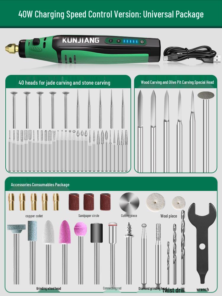 Rechargeable High-Power Handheld Electric Grinder for Carving, Cutting, and Woodworking.