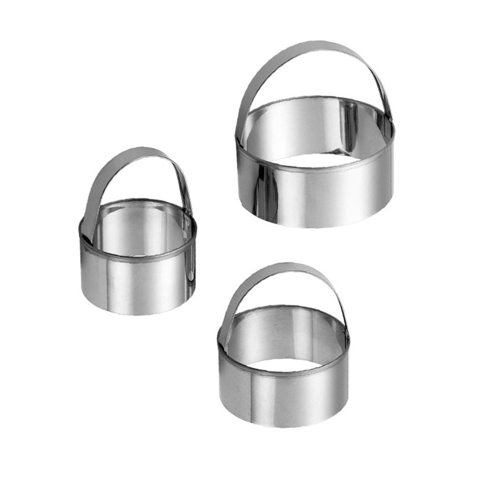 Nerezová ocel Nepřilnavá forma na sušenky Pečicí příslušenství Sada kulatých vykrajovátek na sušenky s rukojetí Kuchyňské nářadí 3 ks