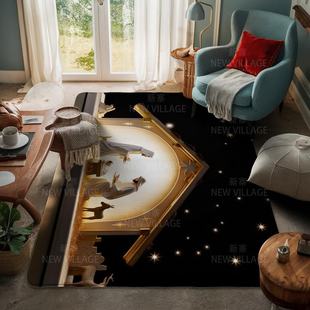 House Entrance Carpet Home Door Mat Living Room Bath Foot Bathroom Non-slip Water Absorption Rugs Bath Merry Christmas Winter