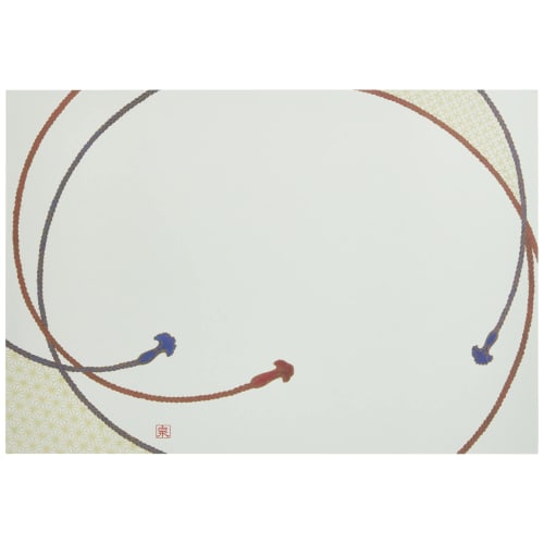 

Wakaizumi Lacquerware High-Quality Paper Mats, 13-inch Long Table Mats, Auspicious Crest Series, Braided Cord Design, 100 Sheets, B-26-34