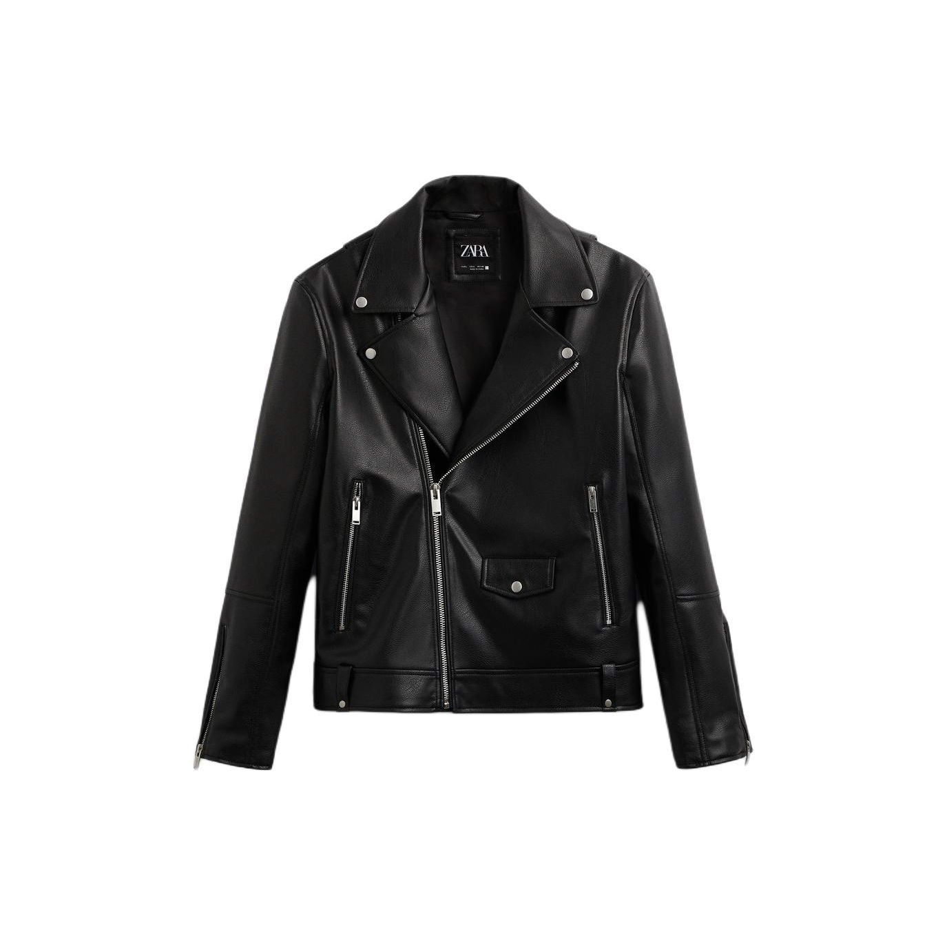 

Zara Solid Color Zipper Long Sleeve Jacket Men jackets Black 3427320-800 XL